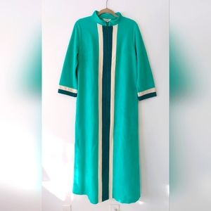 VTG 70's Vanity Fair Color Block Dacron House Coat Size 14